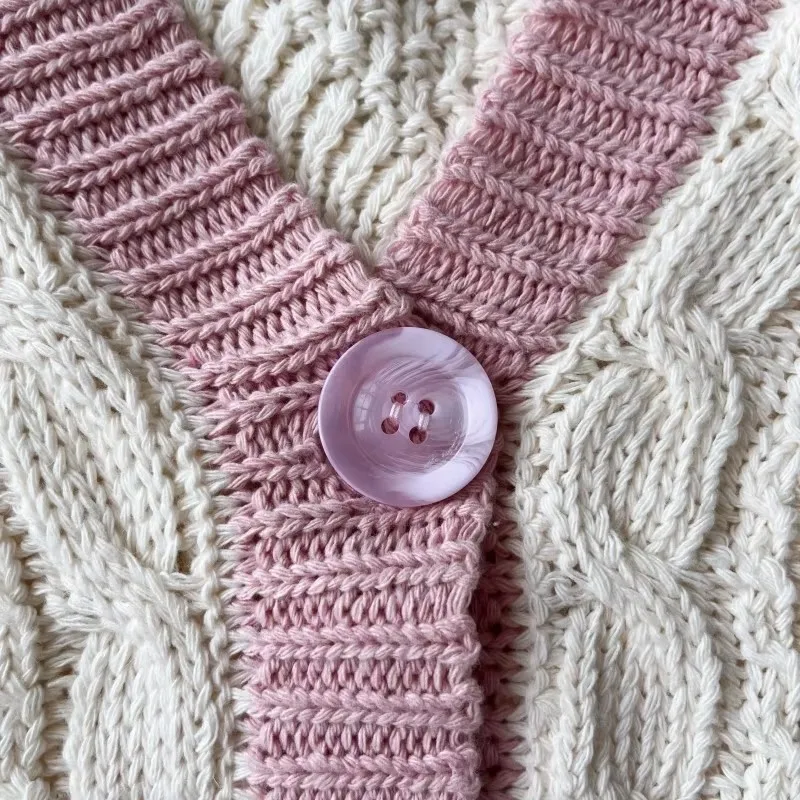 Autumn Heart Shaped Embroidery Lover Cardigan Women Winter Pink Star Cardigans Female Loose Fit Knitted Sweater Oversized Tops