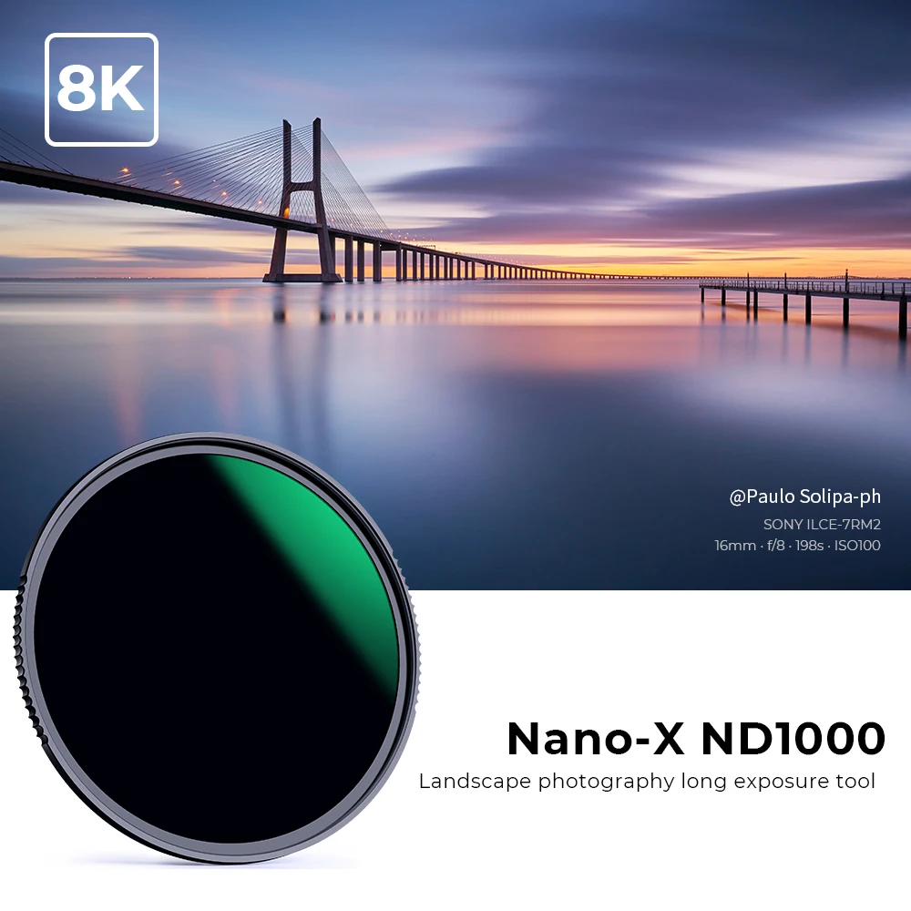 K & F Concept-filtro de lente nano-x ND1000 ND, revestimiento multicapa, filtro de densidad neutra para lente de cámara, 52mm, 67mm, 72mm, 77mm, 82 95mm