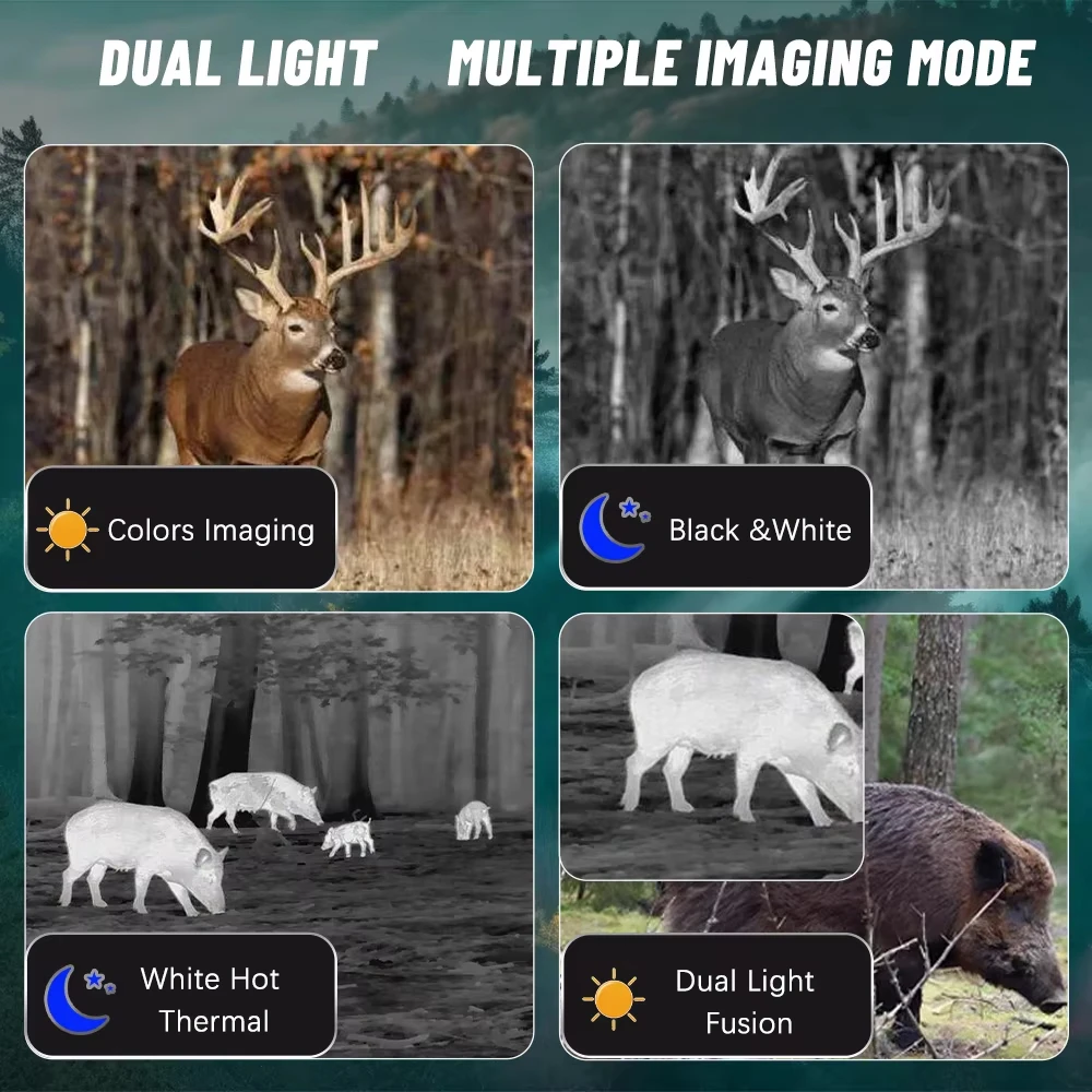ZIYOUHU HD ضوء مزدوج كامل اللون للرؤية الليلية كاميرا تصوير حراري 3 بوصة شاشة نافذة للبحث الليلي