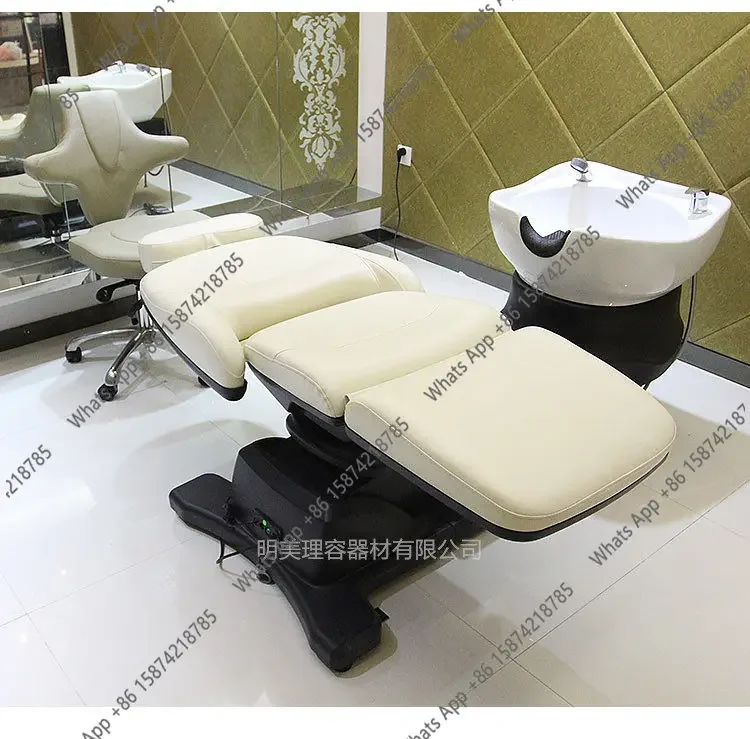 N65 Japanese electric shampoo bed lifting rotating scalp care high-end barber salon wash and care integrated flush bed