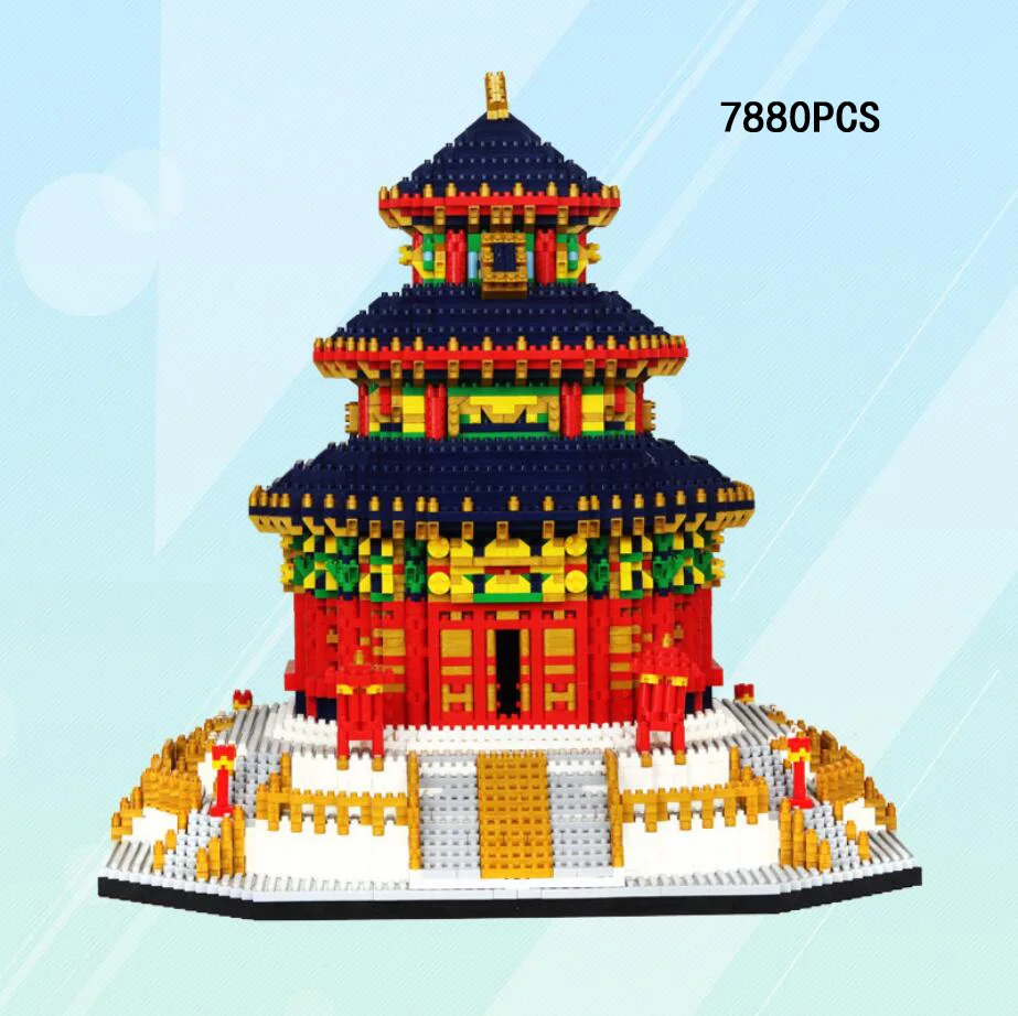 Nanobrick World Famous Historical Architecture Micro Diamond Block China Beijing Temple Of Heaven In Snow Mini Build Brick Toys