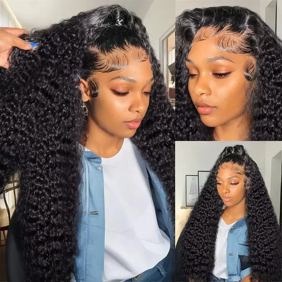 

36 Inch Lace Front Brazilian Transparent Preplucked Curly Wigs on Sale Deep Wave 13x6 Hd Lace Frontal Human Hair Wig for Women