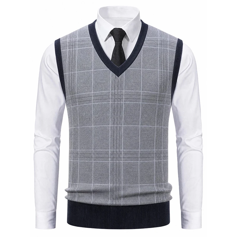 US Size Men's Knit Vest V-Neck Pullover Waistcoat Stretch Soft Comfortable Casual Dress Vests
