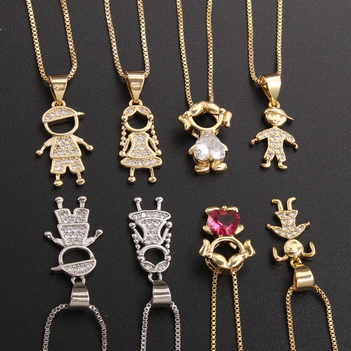 MHS.SUN Modische Charm-Halsketten für Jungen und Mädchen, vergoldet, mit kubischem Zirkon, hohler Anhänger, Schlüsselbeinkette, Familienschmuck für Frauen – Detail 4