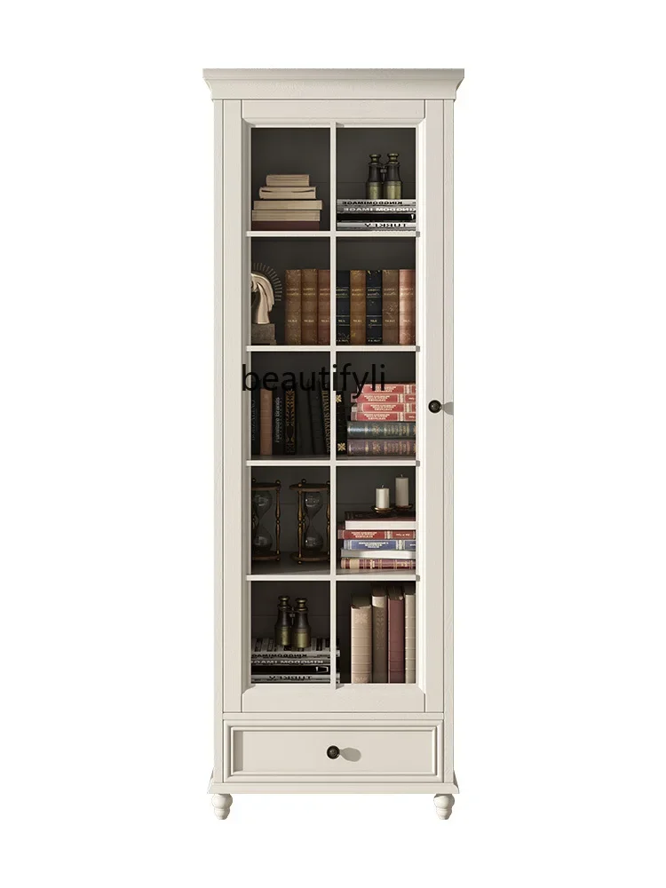 

American-Style Solid Wood Bookcase Two-Door High Cabinet Display Cabinet Showcase Single-Door Small Bookcase Clothes Closet