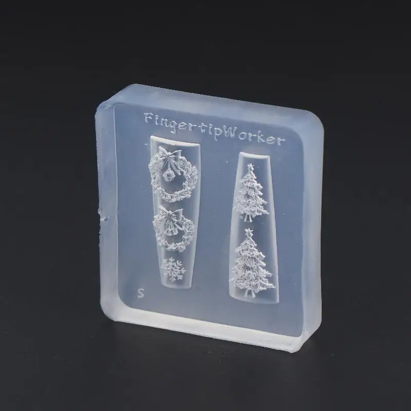 1 Stück Schmetterlingsknoten-Schneeflocken-Weihnachtskranz 3D-Maniküre-Silikonform Niedliche Weihnachts-Nagelkunstformen DIY Nagelkunst-Deko – Detail 4
