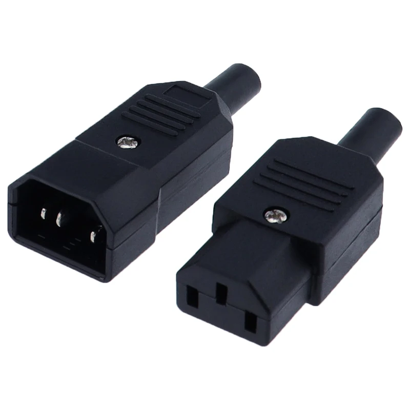 Black Elbow C15 C13 C14 Power Cord Wiring Power Plug Assemble IEC Connector Outlet PDU UPS Electrical AC Socket Plug 10A 250V