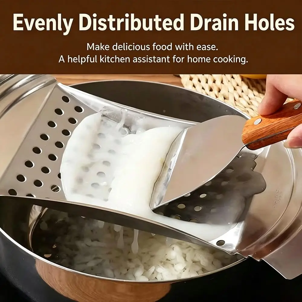Stainless Steel Dough Drop Maker Pot-Mounted Grooved Edge Noodle Strainer Board Heat-Resistant Grips Perforated Surface