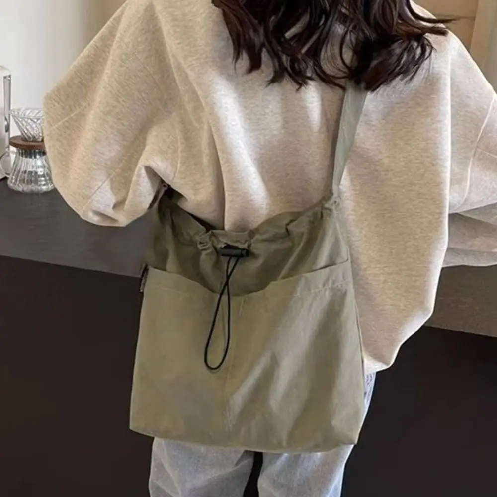 

Универсальная сумка через плечо из ткани Оксфорд, однотонная легкая повседневная сумка через плечо, водонепроницаемая портативная сумка через плечо на шнурке