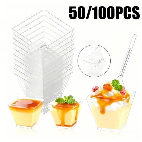 50/100 pçs 2oz transparente escada em forma de copos de sobremesa festa aniversário cozinha cozimento frutas sorvete recipiente de alimentos de plástico
