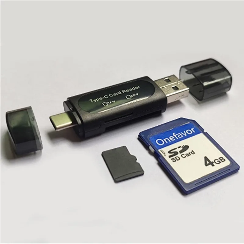 قارئ بطاقات USB متعدد في واحد عالي السرعة من النوع C SD/TF قارئ بطاقة الذاكرة OTG لهاتف كمبيوتر السيارة