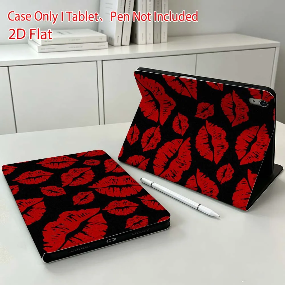 Red lip art pattern For Apple iPad Pro Mini A16 A17 A14 4 5 6 7 6th 12th 9Gen 12.9 11 13 M4 inch Tablet Case Soft