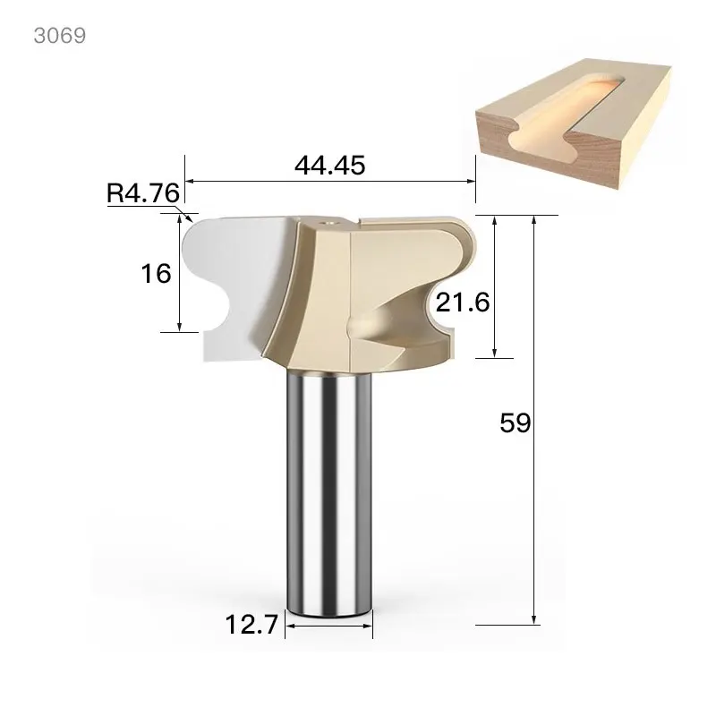 HUHAO 12.7mm Shank Engraving Router Bit Double Finger Router Bits Door Handle Slotting Milling Cutter Wood CNC Wood Cutters