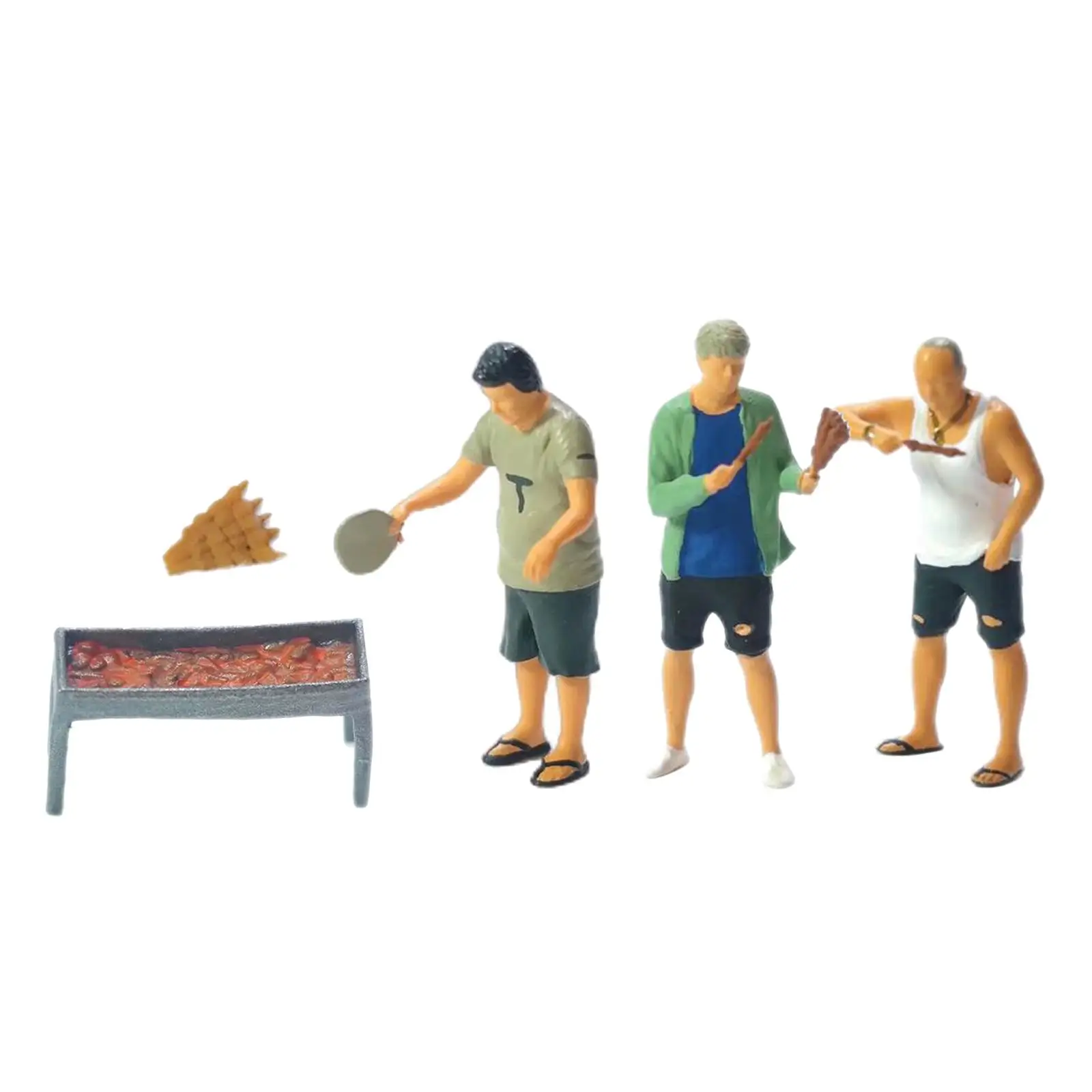 5 Pieces 1:64 Scale Tiny BBQ People Set Resin Figurines Diorama Scenery Miniature Decoration