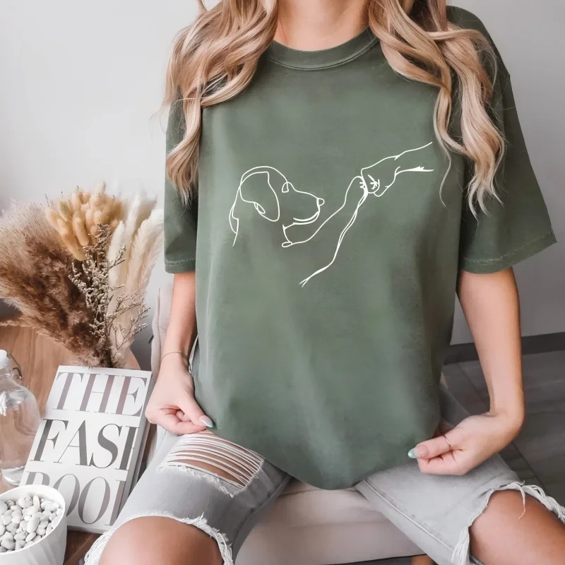 Comfort Colors Paw Friend Shirt, Friendship Fist T-Shirt  Animal Lover 100% Cotton Short Sleeve Top Tees  y2k ,Dog Owner Gift