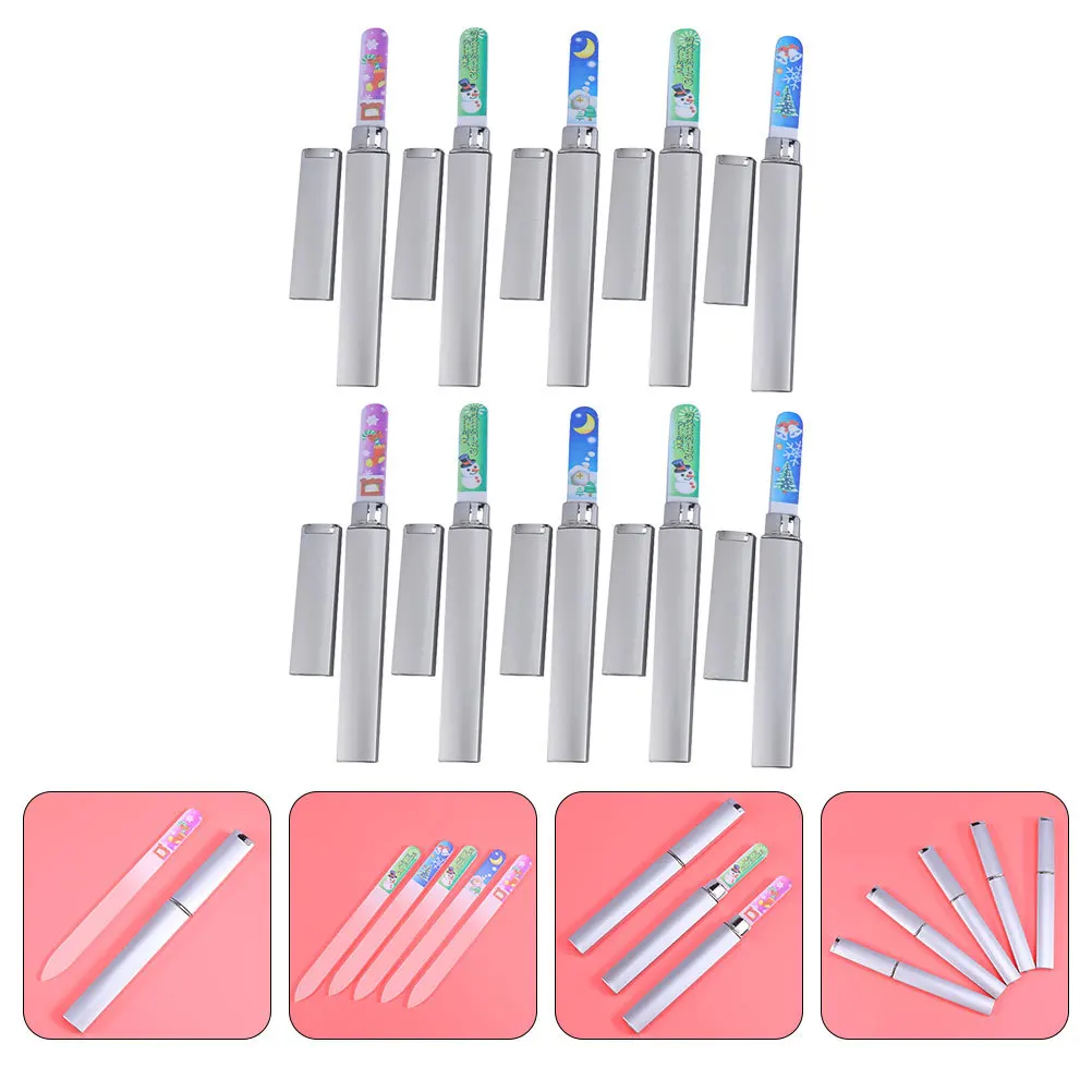 10 pezzi di lime per unghie in vetro tema natalizio robusto gadget per nail art set di strumenti per manicure e pedicure strumenti per pedicure strumenti per manicure