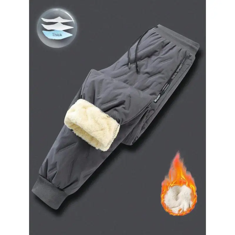 

Men's Fleece Lined Long Pants Loose Fit Comfortable Casual Trousers Winter Warm Pants plus Size Men's Fashion