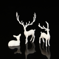 1Pc Mini Resin Crystal Deer Christmas Forest Elk White Dessert Table Decor Merry Christmas Decor For Home Kids New Year Gift