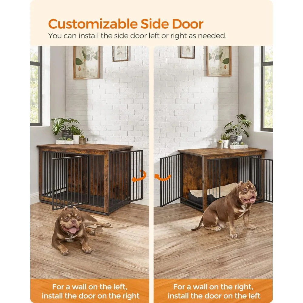 Dog Crate Furniture, 38 Inches Dog Kennel , with Removable Tray, Heavy-Duty Dogs Cage End Table,