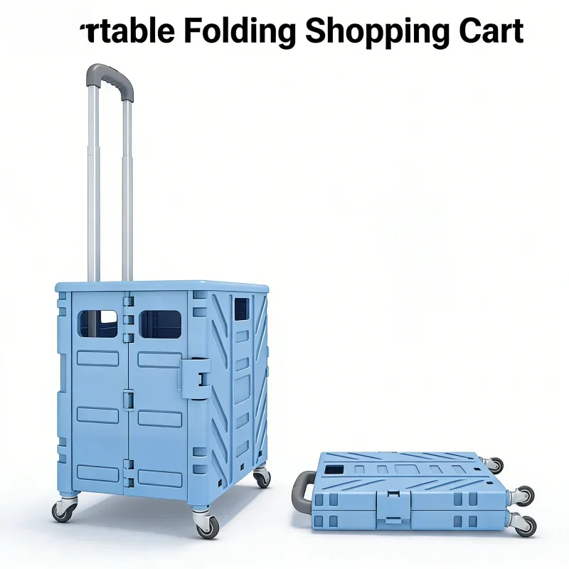 

Горячая новинка: Синяя складная тележка для покупок 50 л, средняя, с крышкой, 4 колеса, вращение на 360° ° Бесшумные поворотные колеса для посылок и грузов