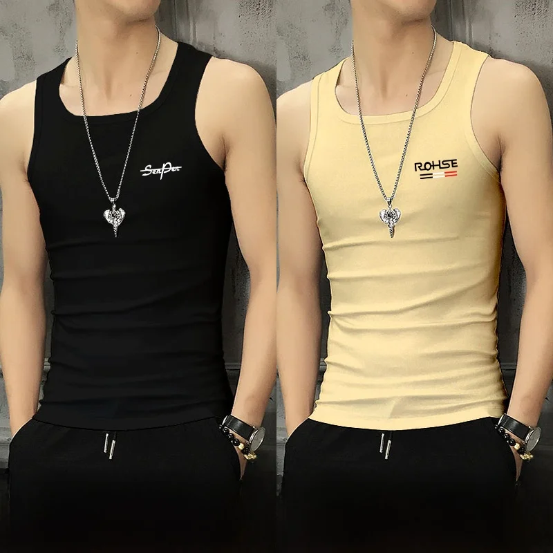 

Ice Silk Slim Fit Vest Men's Summer Thin Breathable Svel Running Base irt Youth Faion Casual round Ne Sweat Vest
