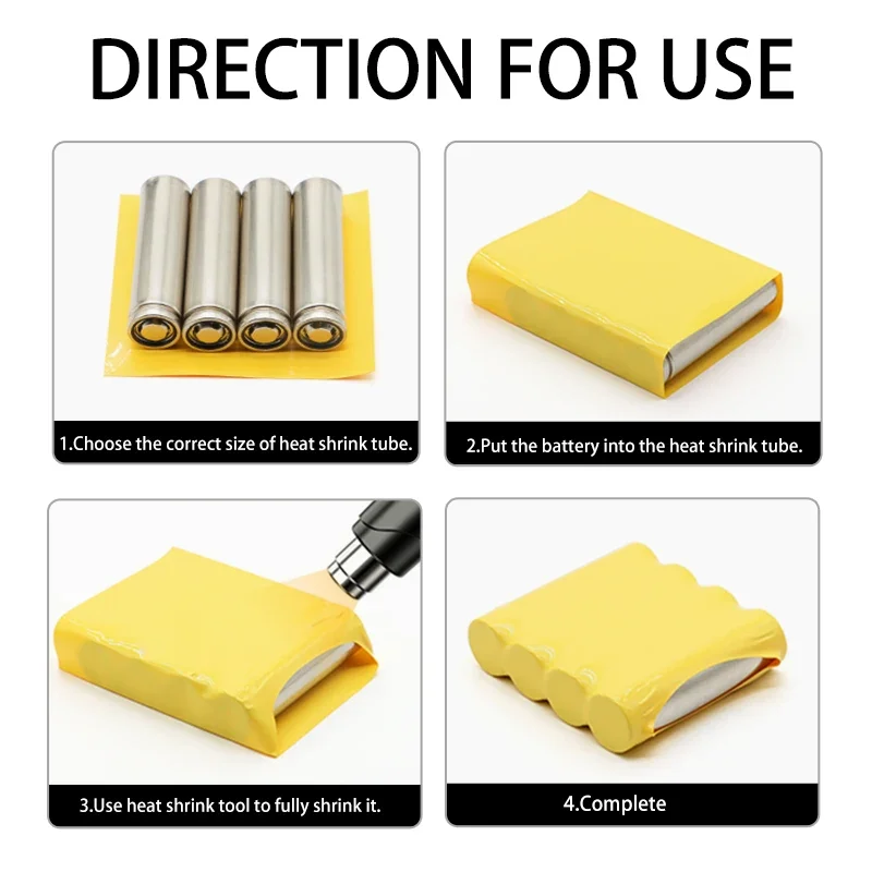 أفلام البطارية الصفراء 1 ~ 20 متر عرض 7 مللي متر ~ 200 مللي متر معزول التغطيه حماية التفاف بولي كلوريد الفينيل أنبوب الانكماش الحراري لحزم بطارية الليثيوم