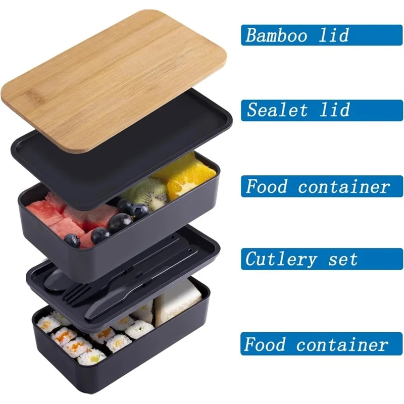 ABKO-Kotak Makan Siang Stackable Dengan Tas Insulasi Termal Kotak Makan Siang Microwave Cocok Untuk Pekerja Kantor Dan Pelajar.