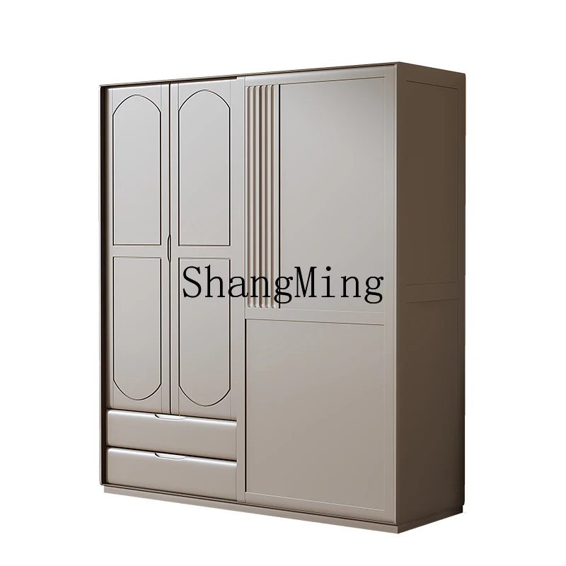 

DHY Wardrobe Solid Wood Wardrobe Master Bedroom Large Capacity Modern Simple Locker