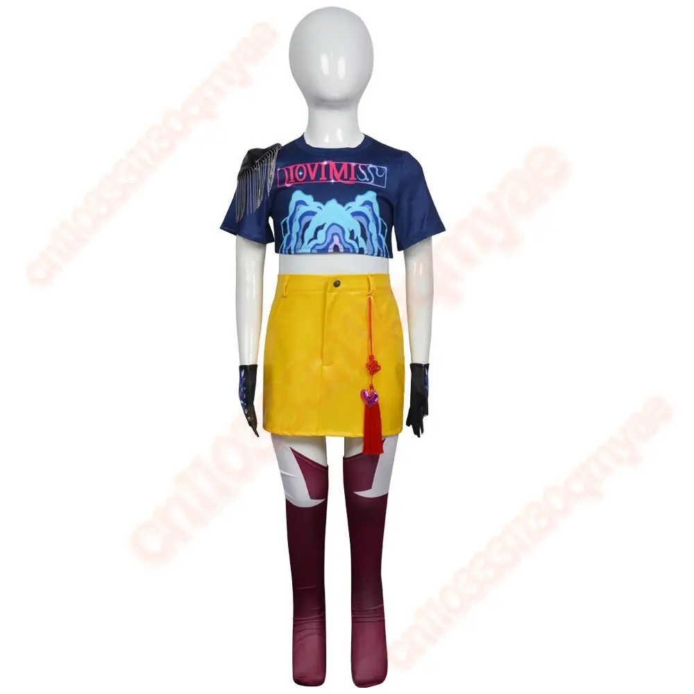 영화 K-Pop 악마 사냥꾼 코스프레 의상 미라 탑 스커트 키즈 세트 할로윈 파티 소품 무대 쇼 액세서리 어린이 선물