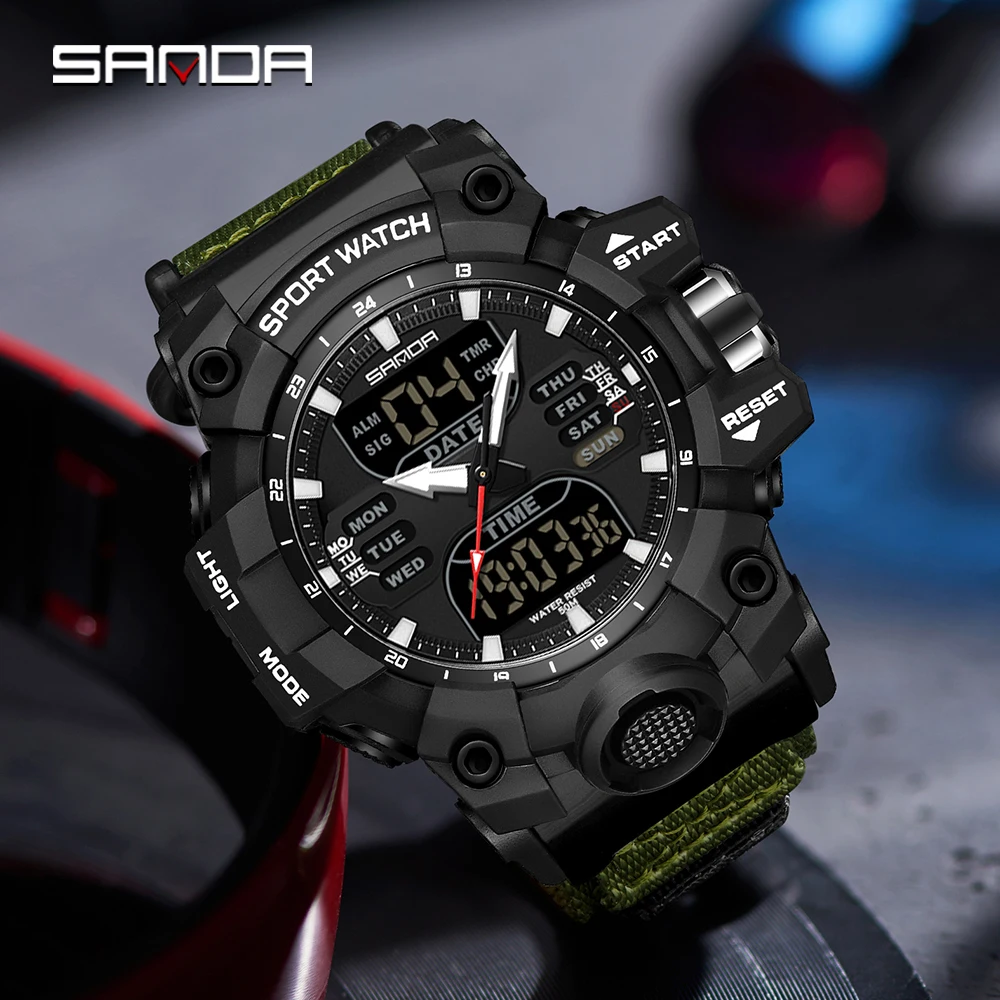 SANDA 2026 Popular Step Calorimeter Single Display Electronic Watch Simple Nightlight Waterproof Sports Electronic Watch 6126