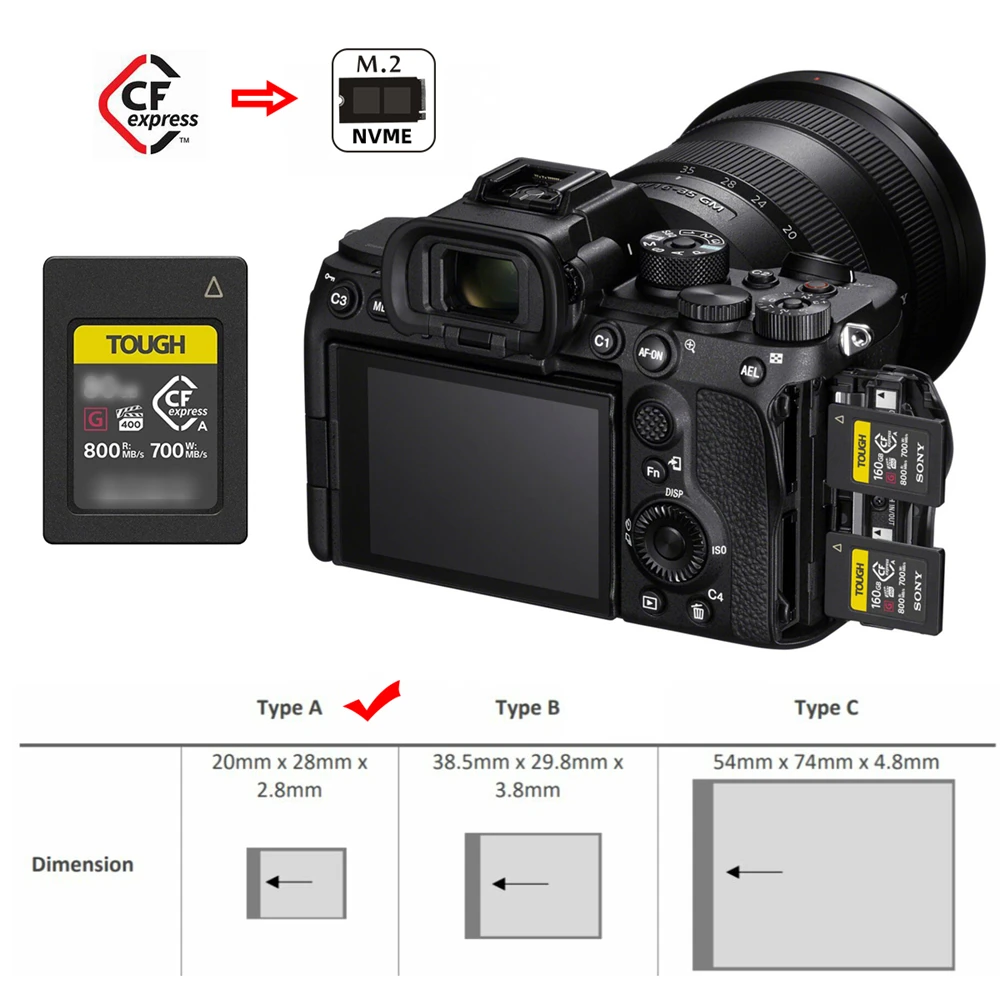 Cablecc adaptador de extensión NVMe M2 m-key NGFF M.2 Host A CFExpress CFA CFE tipo A para soporte de tarjeta de memoria de cámara