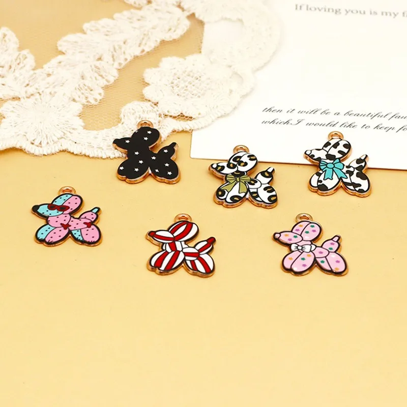 10Pcs Cartoon Balloon Dog Charms Alloy Pendants for Jewelry Making Bracelet Necklace Earring Key Chain DIY Decor Accessories