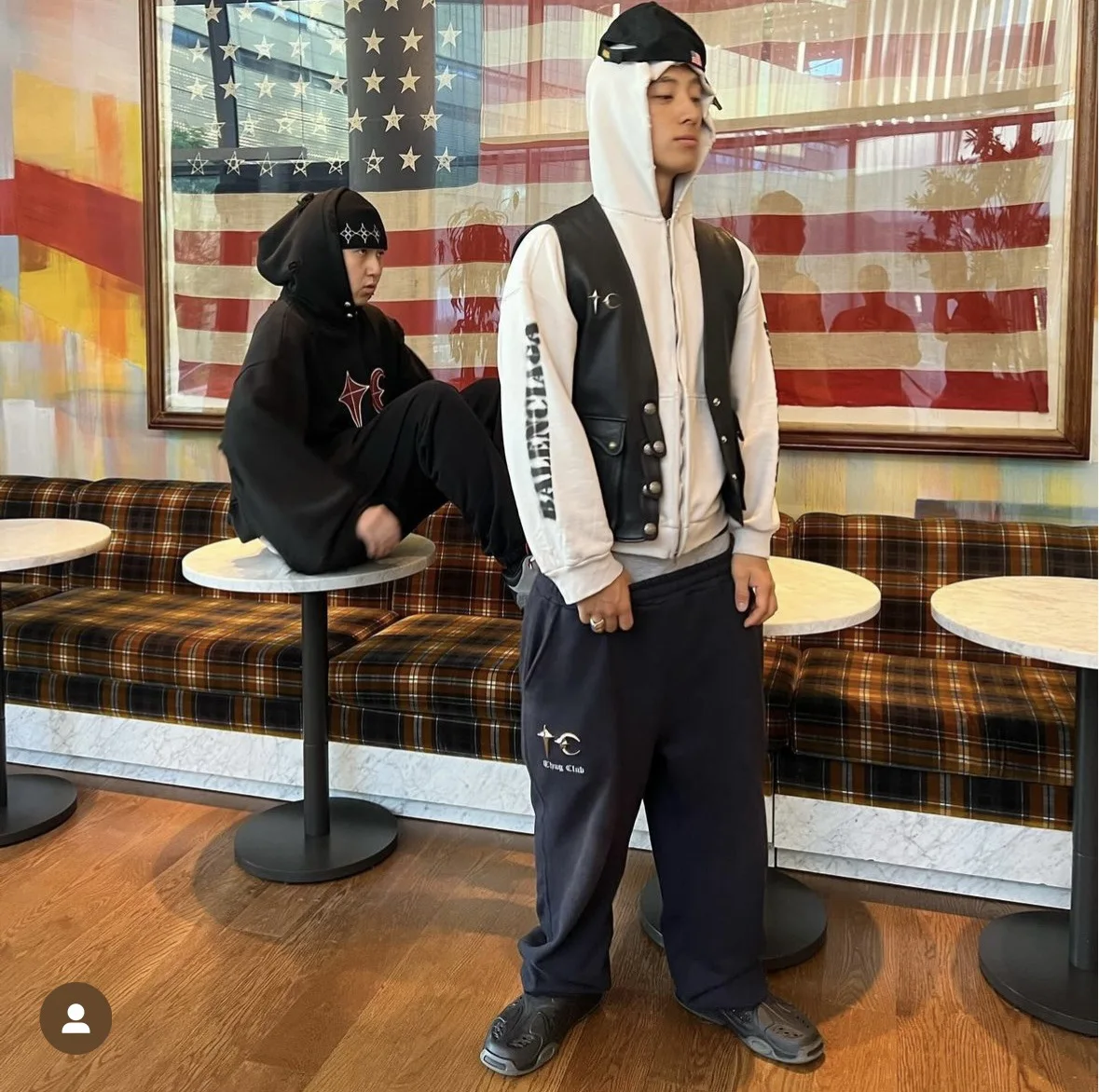 

Thug Club 2026 New Fringe-Washed Black Embroidered Relaxed Fit Pants Unisex High-Street Straight Leg Jeans Black Cotton