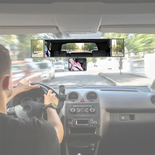 Imagen 2 del producto Espejo retrovisor de visión amplia ajustable en el coche, Clip Interior de asistencia panorámica gran angular, espejo retrovisor convexo para coche