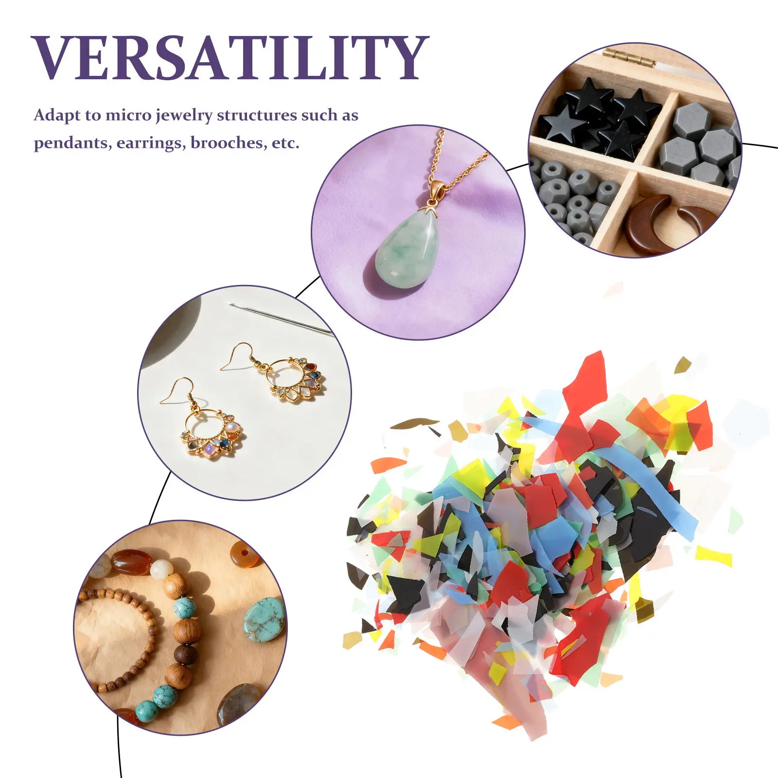 1Pack Fusible Glass Mosaic Mixed Crushed Frits for Microwave Kiln Jewelry Making DIY Fused Glass Crafts Supplies
