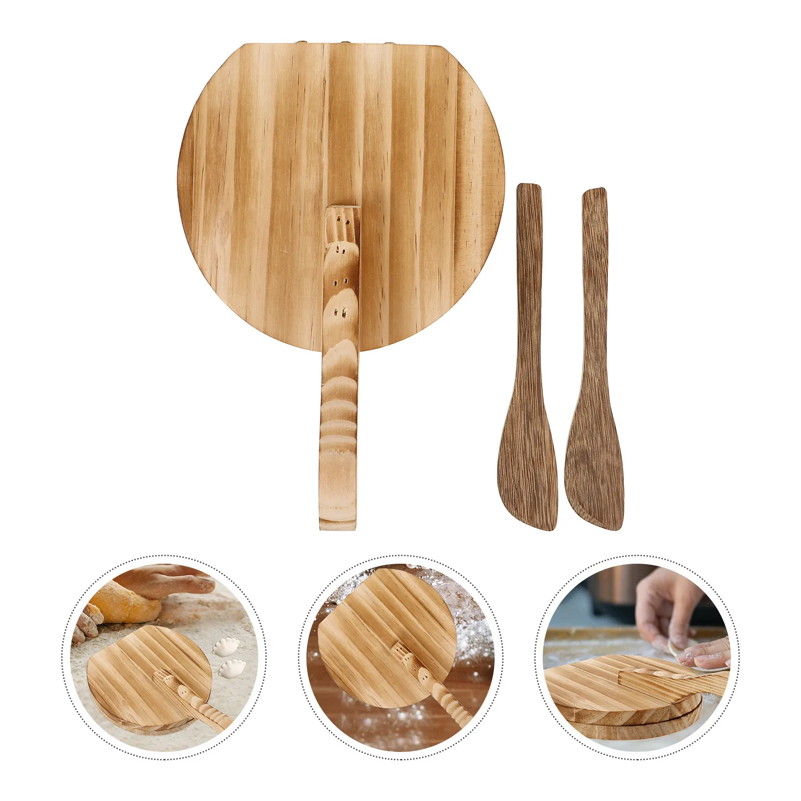 صانع زلابية، أداة ضغط العجين، مستديرة، خشبية بنية اللون، أدوات خبز صحية وآمنة ولا طعم لها، مستلزمات بار المطبخ