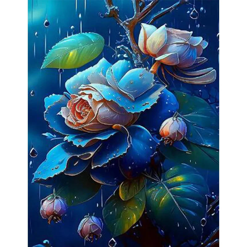 AB Diamant Kreuzstich bemalte Rosen im Regen 5D DIY Diamant Stickerei Strass Malerei Diamant Malerei