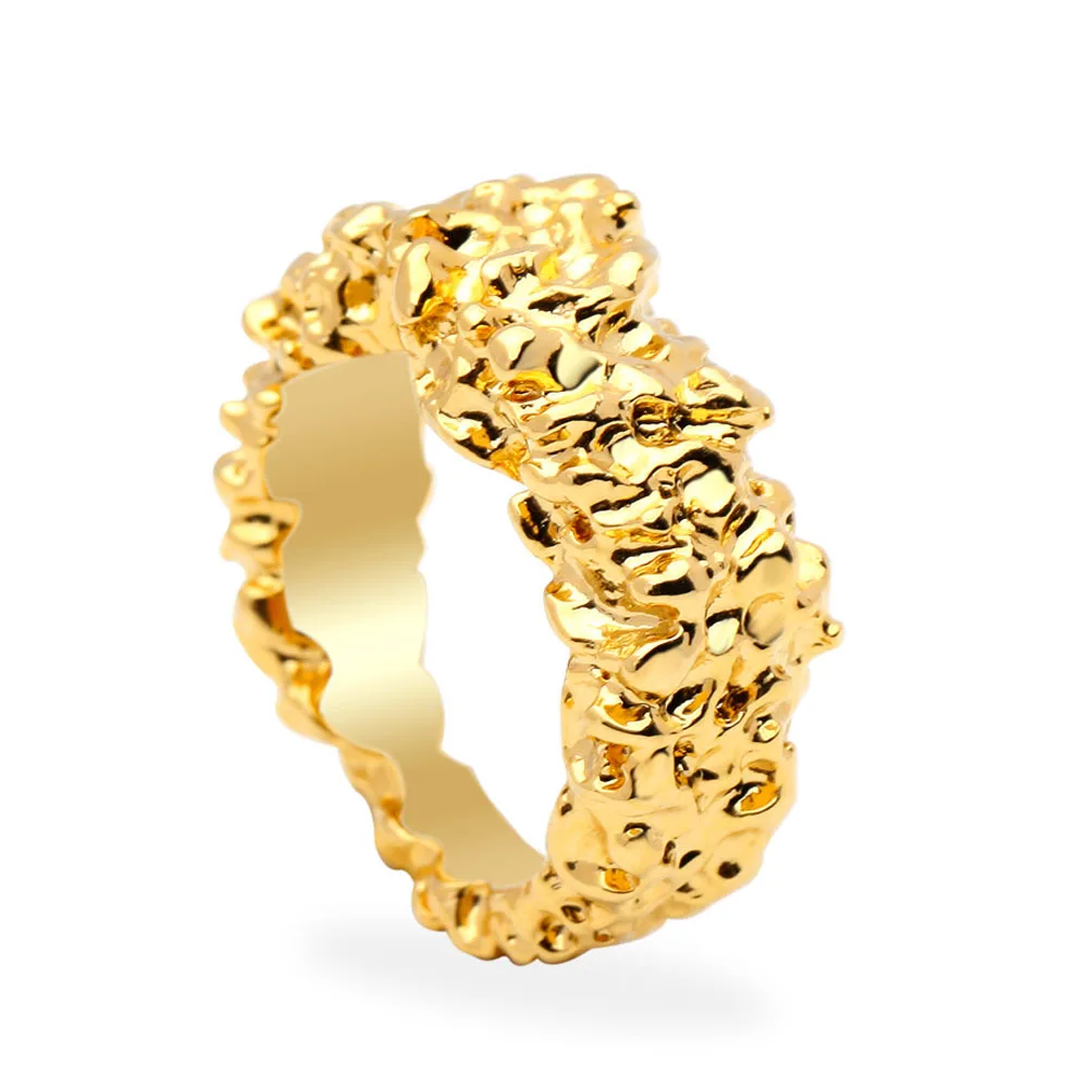 

IVOG Texture Fashion Jewelry Ring For Women Yellow Gold Color Brass Material Ring Party Gifts official-website