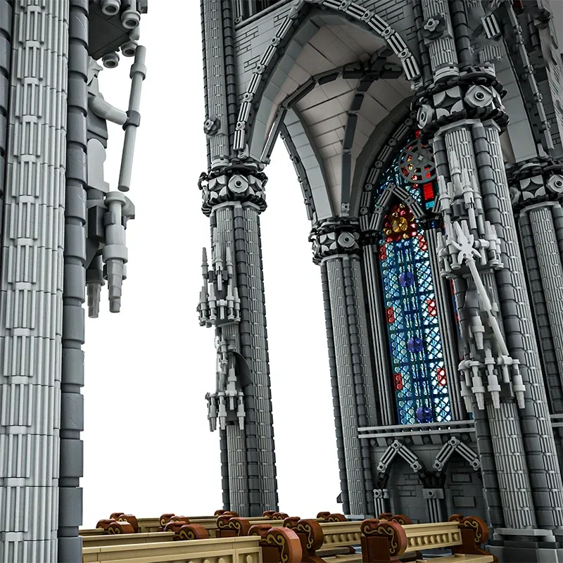 Blocos de Construção da Catedral Gótica, Modelo Medieval Street View, MOC Bricks, Tecnologia Tijolos Modulares, Brinquedos de Natal, Conjuntos DIY, Montagem, Presentes