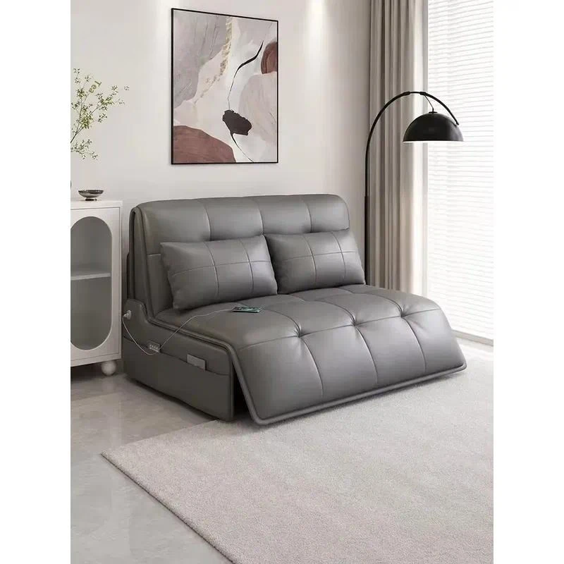 Intelligent Electric Multi Function Modern Sofa Bed Foldable Retractable Dual Purpose Single Double Bed Remote Control Metal
