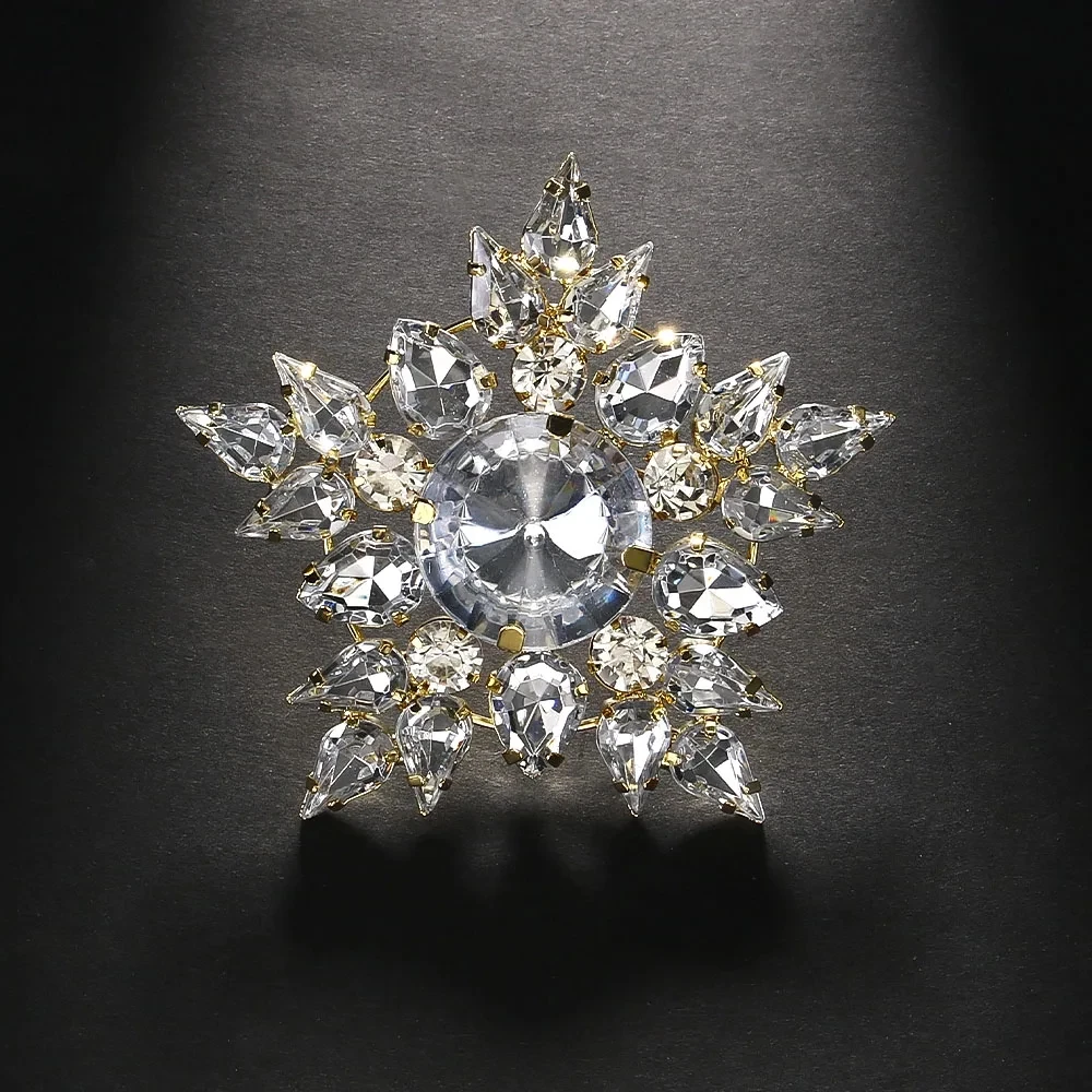 Stonefans 2024 Snowflake Exaggerate Finger Ring Wedding Hand Accessories Elegant Women Round Rhinestone Open Ring Jewelry Bridal