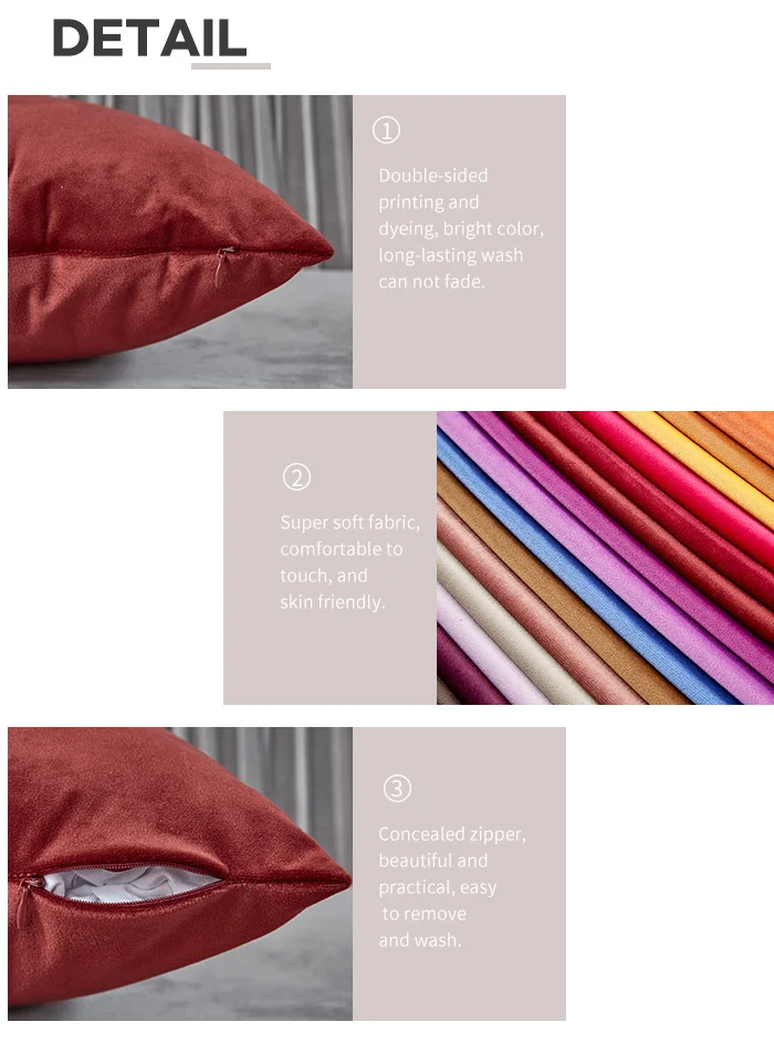 Samt-Kissenbezug, einfarbig, Dekokissenbezüge für Wohnzimmer, Sofa, dekoratives Kissen, Heimdekoration, Kissenbezug – Detail 4