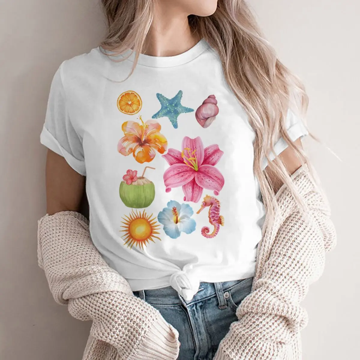 Summer Beach Shirt for Women New Design New Fashion Casual Y2k Clothes Tops Summer Floral Design Fashion Summer Tops