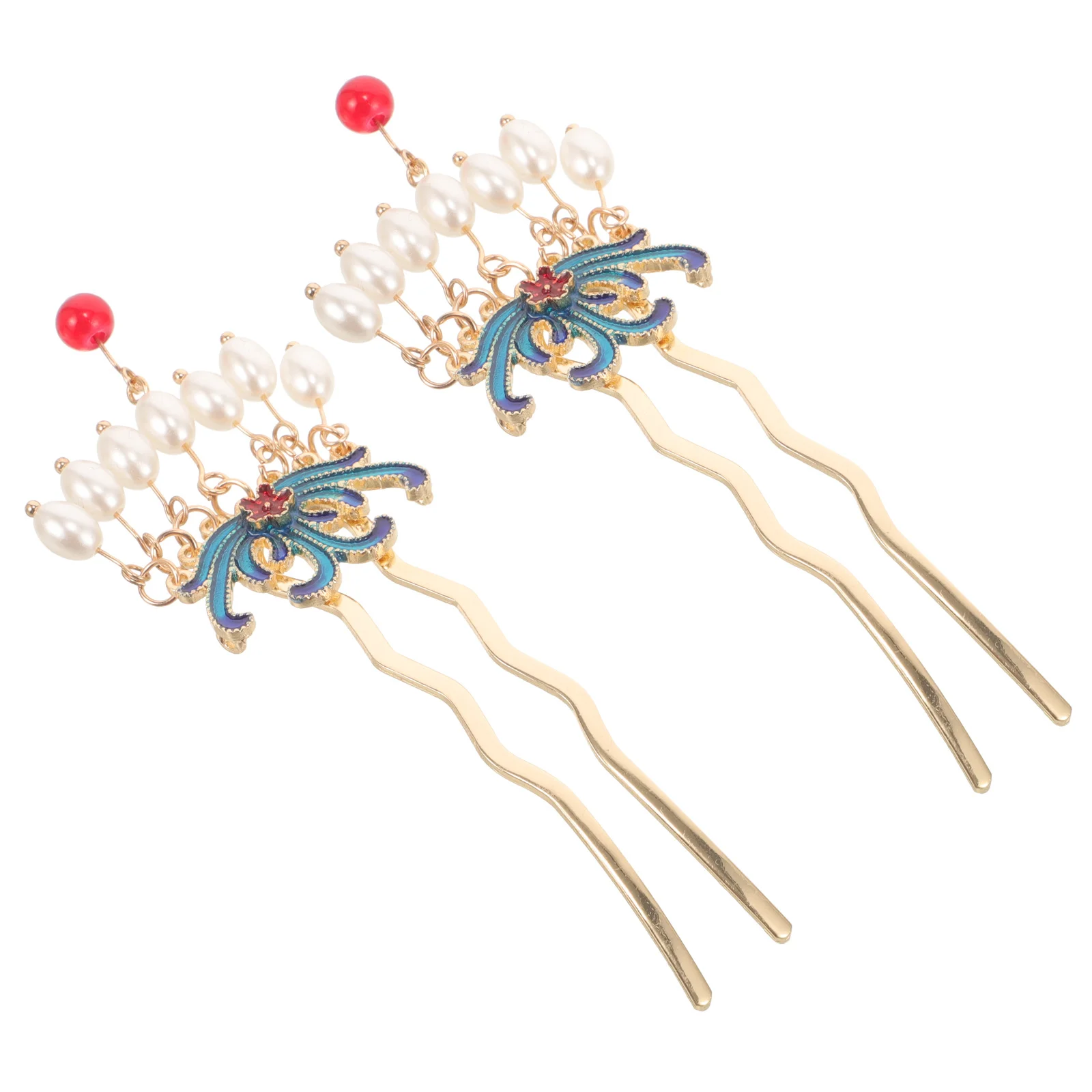

1 Pair Pearl Stick Vintage Chinese Style Hairpin Decorative Bun Accessories For Women Hanfu Headdress Wedding Party