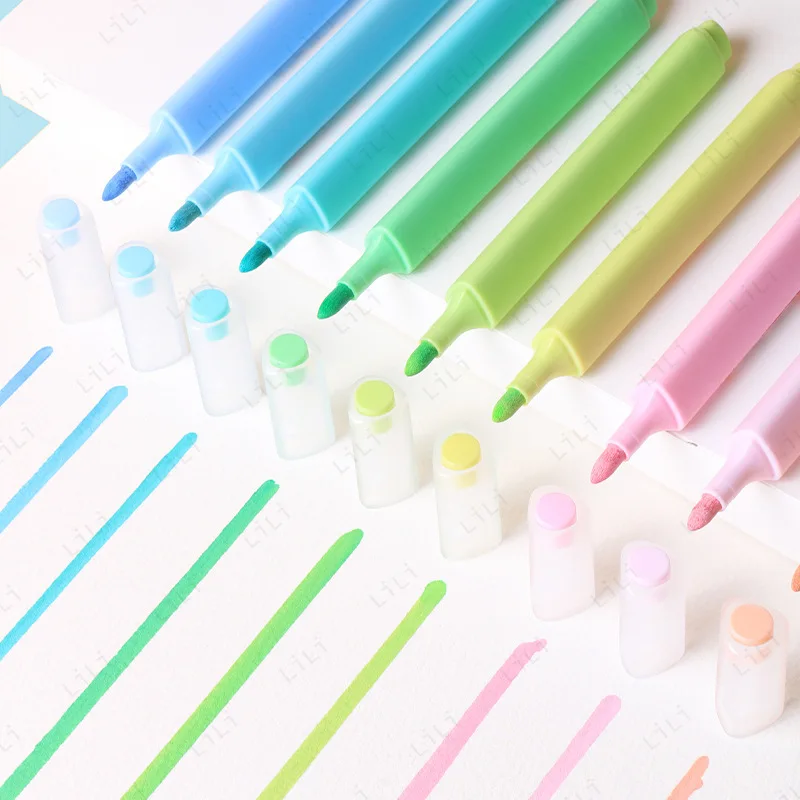 Set Pena Spidol Akrilik Gambar Anak-anak DIY Grafiti Pena Cat Air Hadiah Liburan Alat Tulis Siswa