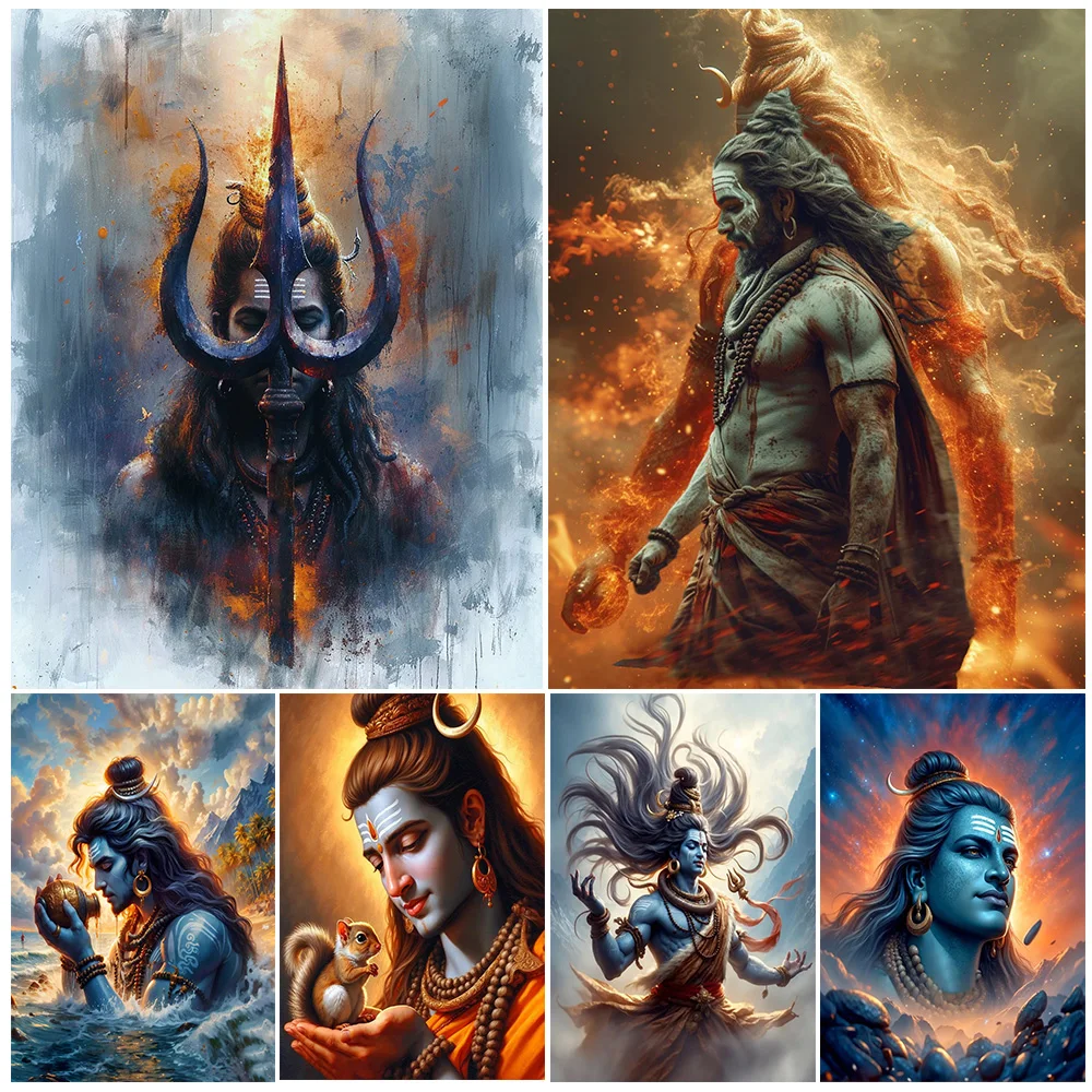 Religion Hinduism Shiva Brahma Vishnu God Posters Wall Pictures For Living Room Decor Poster Wall Art Canvas Painting Unframed