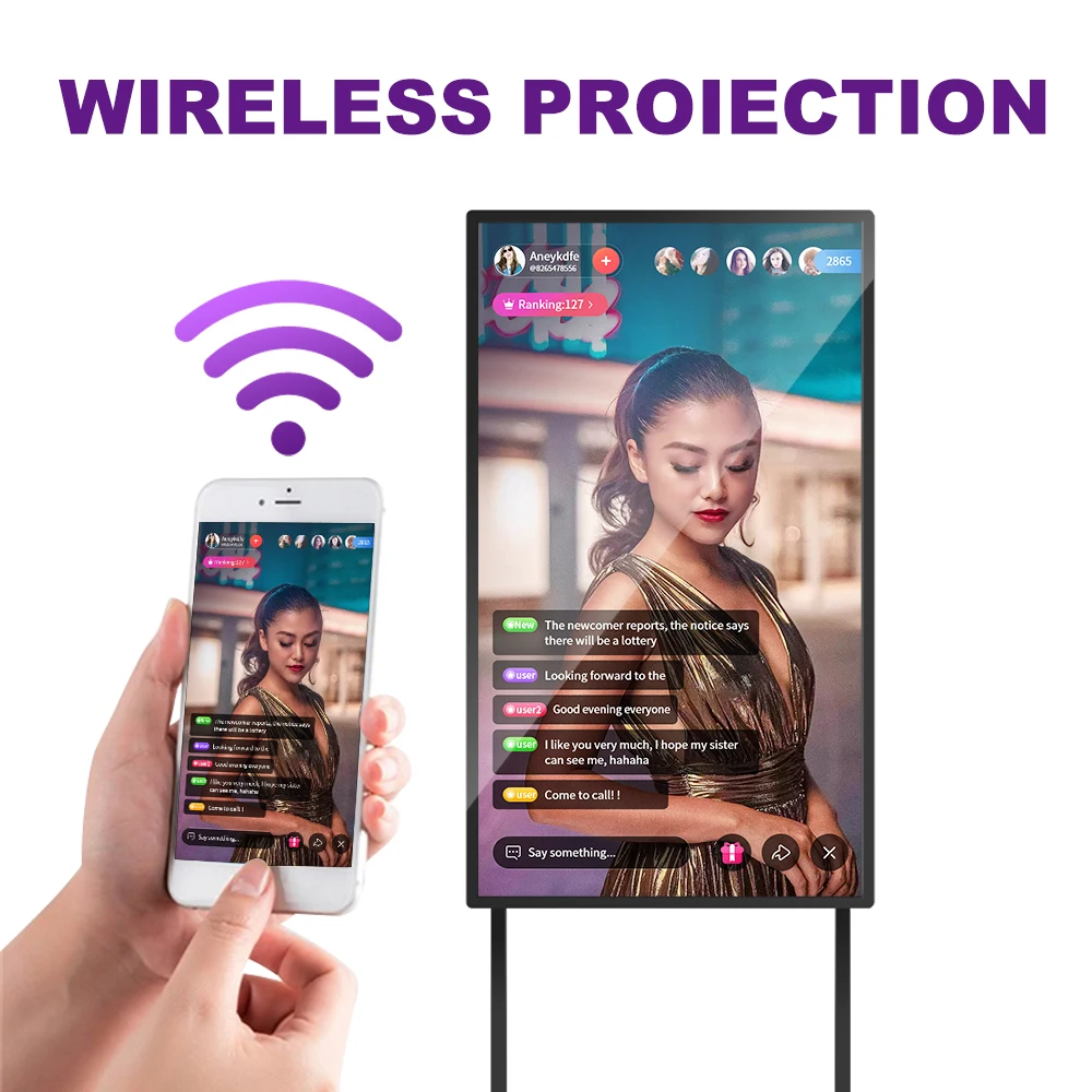 Soporte de transmisión de vídeo de pantalla grande, equipo de transmisión en vivo, inalámbrico, interactivo, ventilador de Facebook
