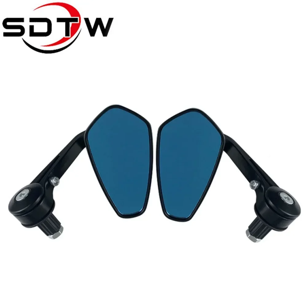 Motorcycle Handle Bar End Mirror 7/8" 22 mm Side Rearview Mirrors Custom Smoke Blue Lens For Ducati BMW Honda Suzuki Kawasaki image 3