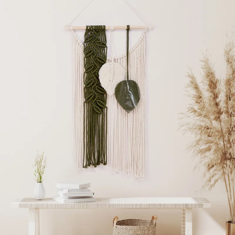 

Настенный гобелен ручной работы YFY с разноцветными листьями, украшение для гостиной, знаменитое звездное панно с бахромой.