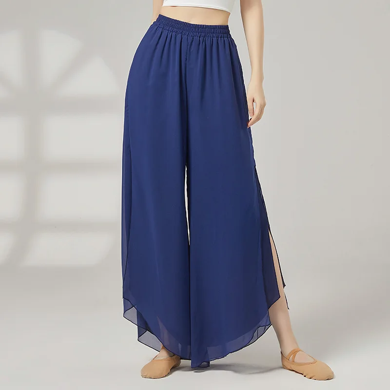 

Широкие брюки из шифона для классического танца, летние брюки для занятий китайскими танцами, элегантные женские брюки из тонкой ткани.